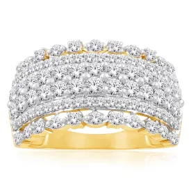10ct Yellow Gold 1.5 Carat Diamond Pave Ring