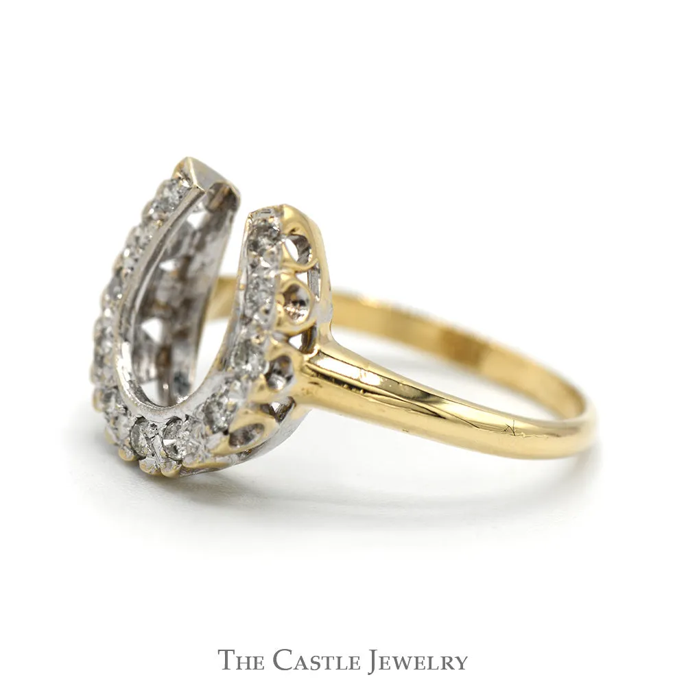 1/4cttw Round Brilliant Cut Diamond Horseshoe Ring in 10k Yellow Gold