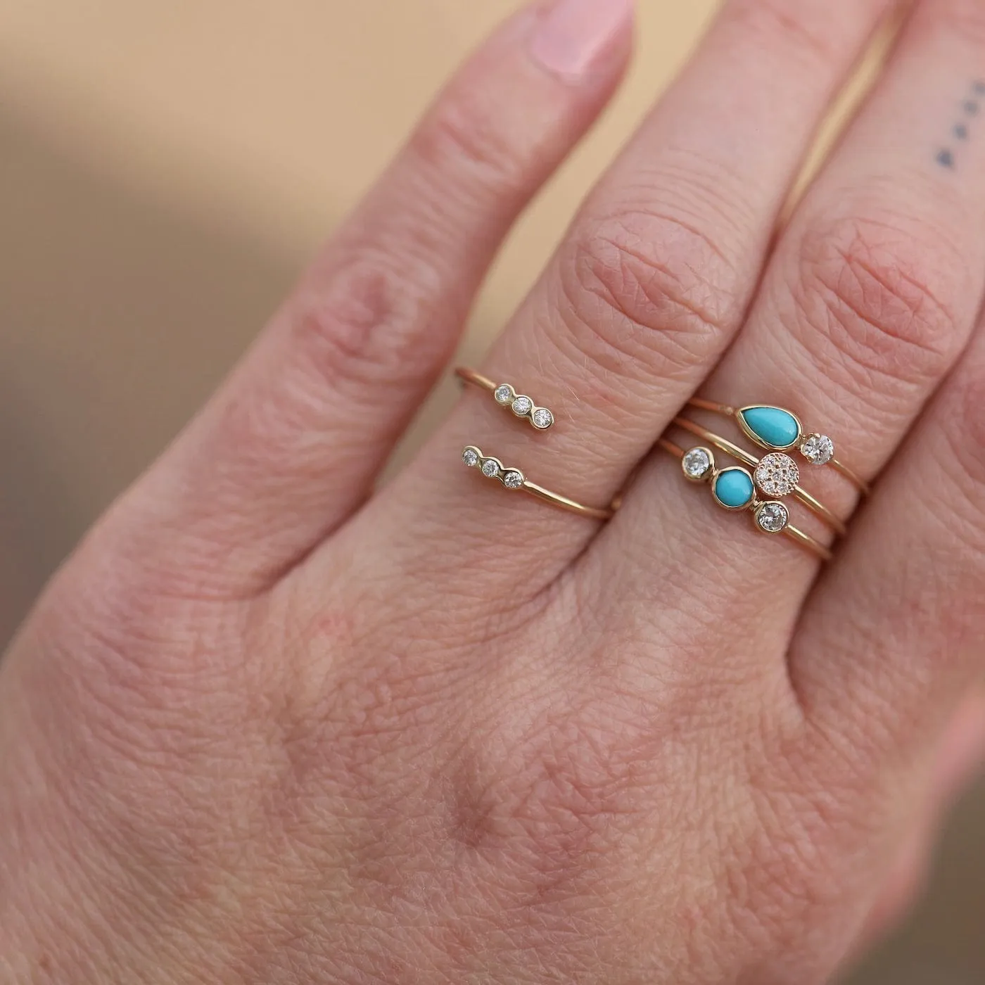 14K Itty Bitty Pave Disc Ring