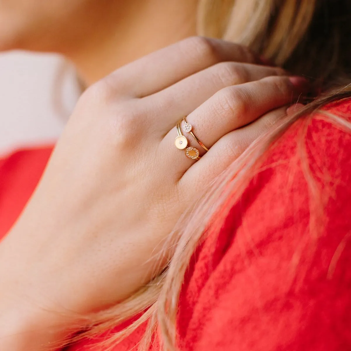 14K Itty Bitty Pave Disc Ring