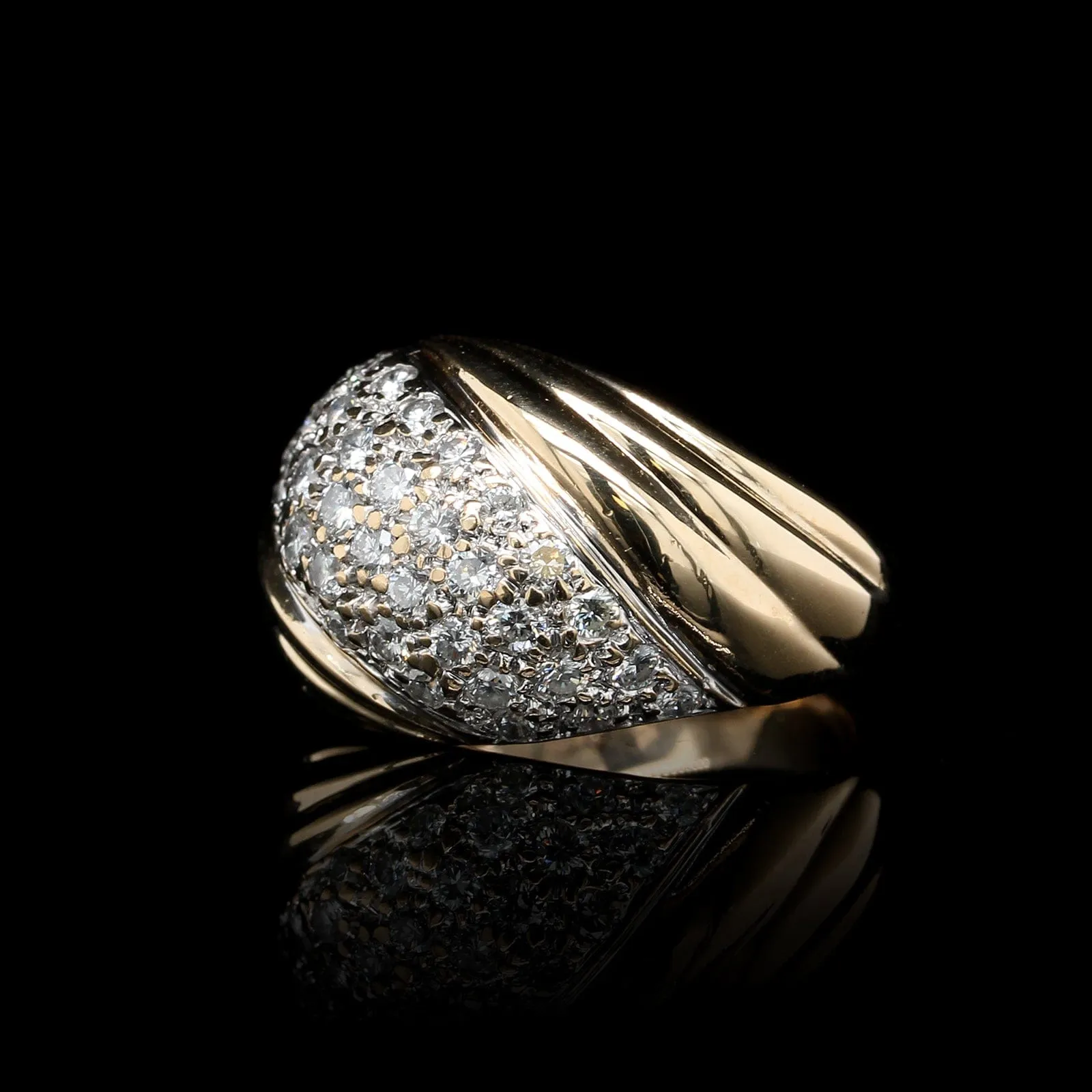 14K Two-tone Gold Estate Diamond Dome Ring