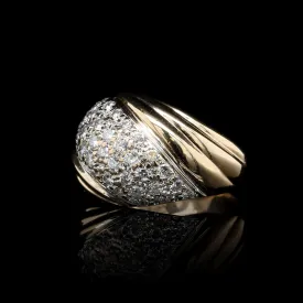 14K Two-tone Gold Estate Diamond Dome Ring
