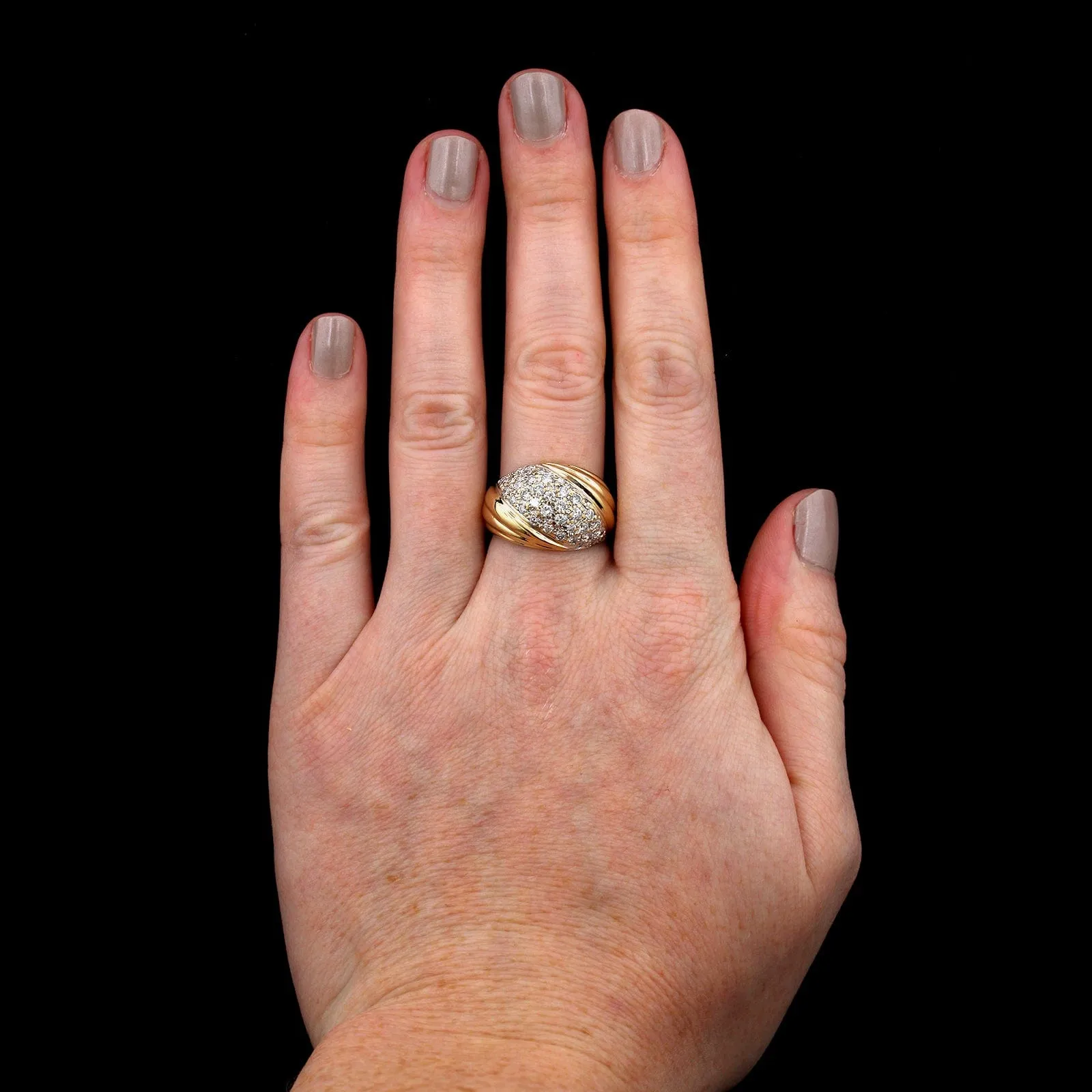 14K Two-tone Gold Estate Diamond Dome Ring