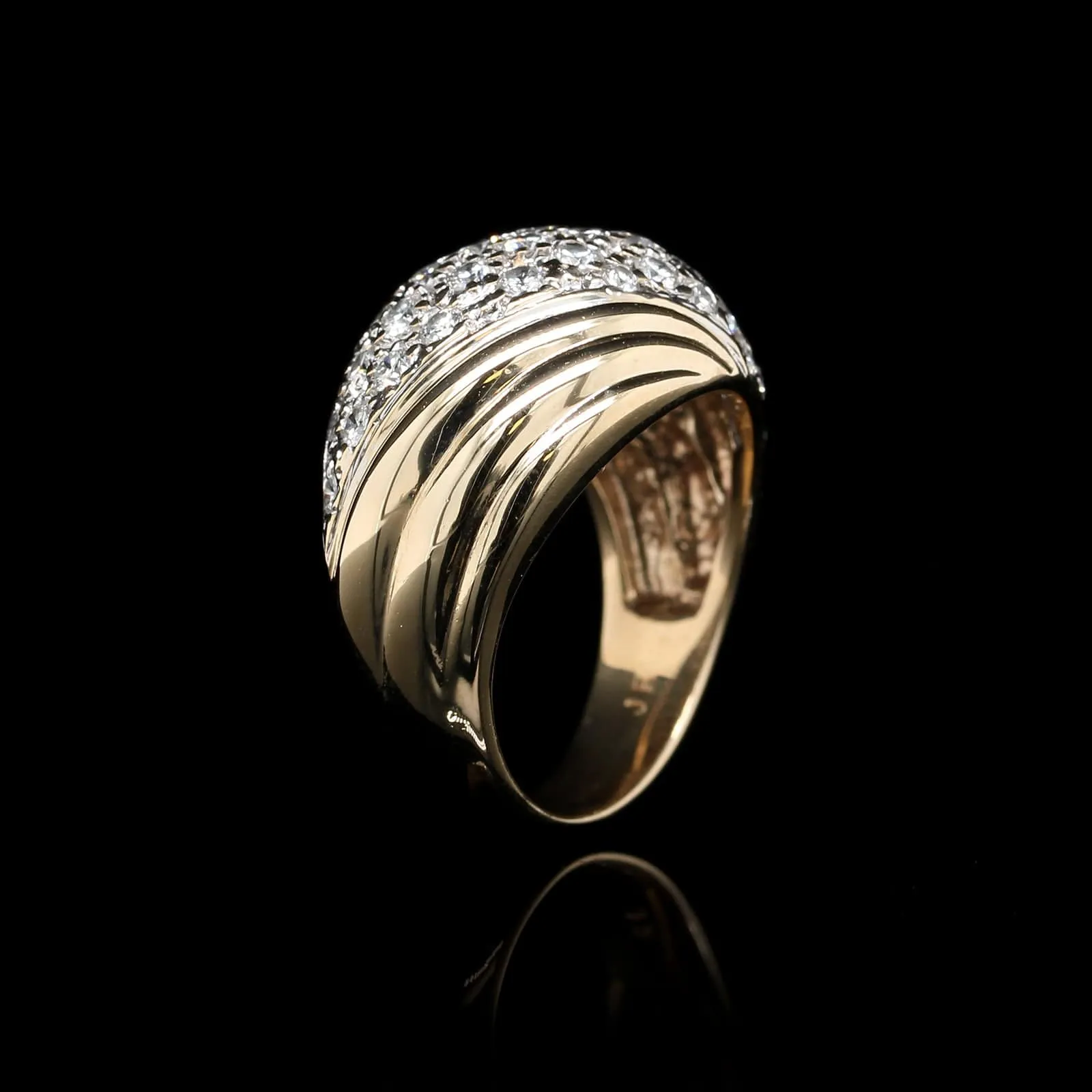 14K Two-tone Gold Estate Diamond Dome Ring