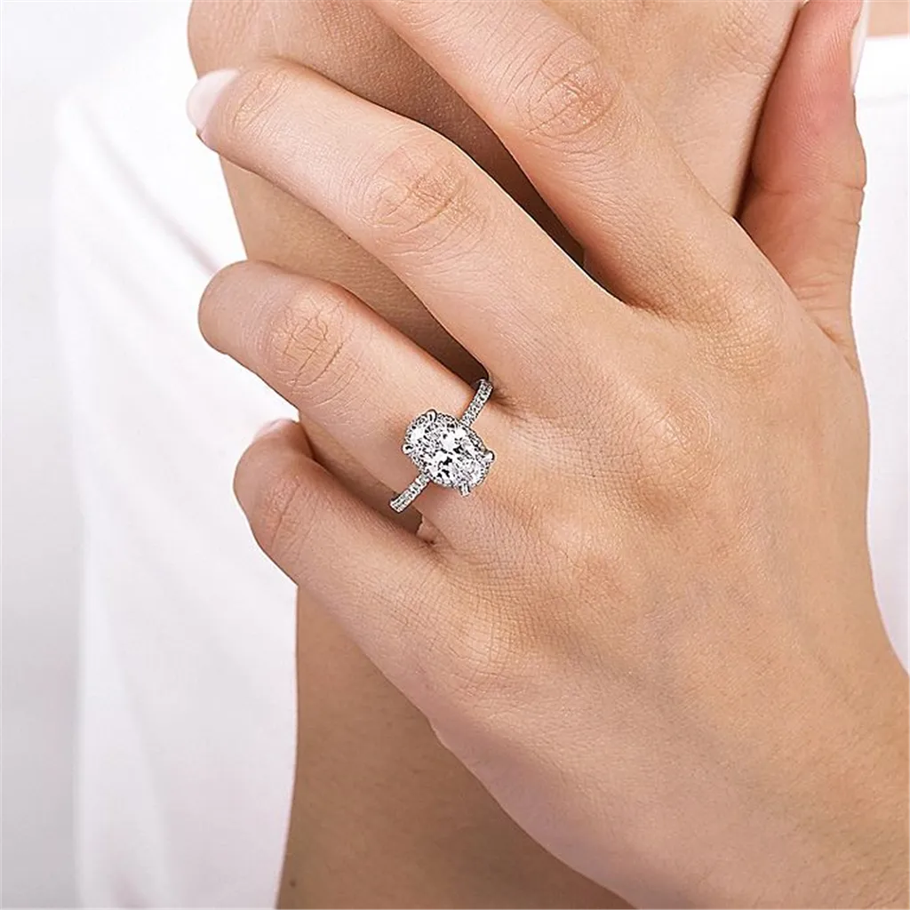 14K White Gold 'Hart' Hidden Halo Oval Diamond Engagement Ring