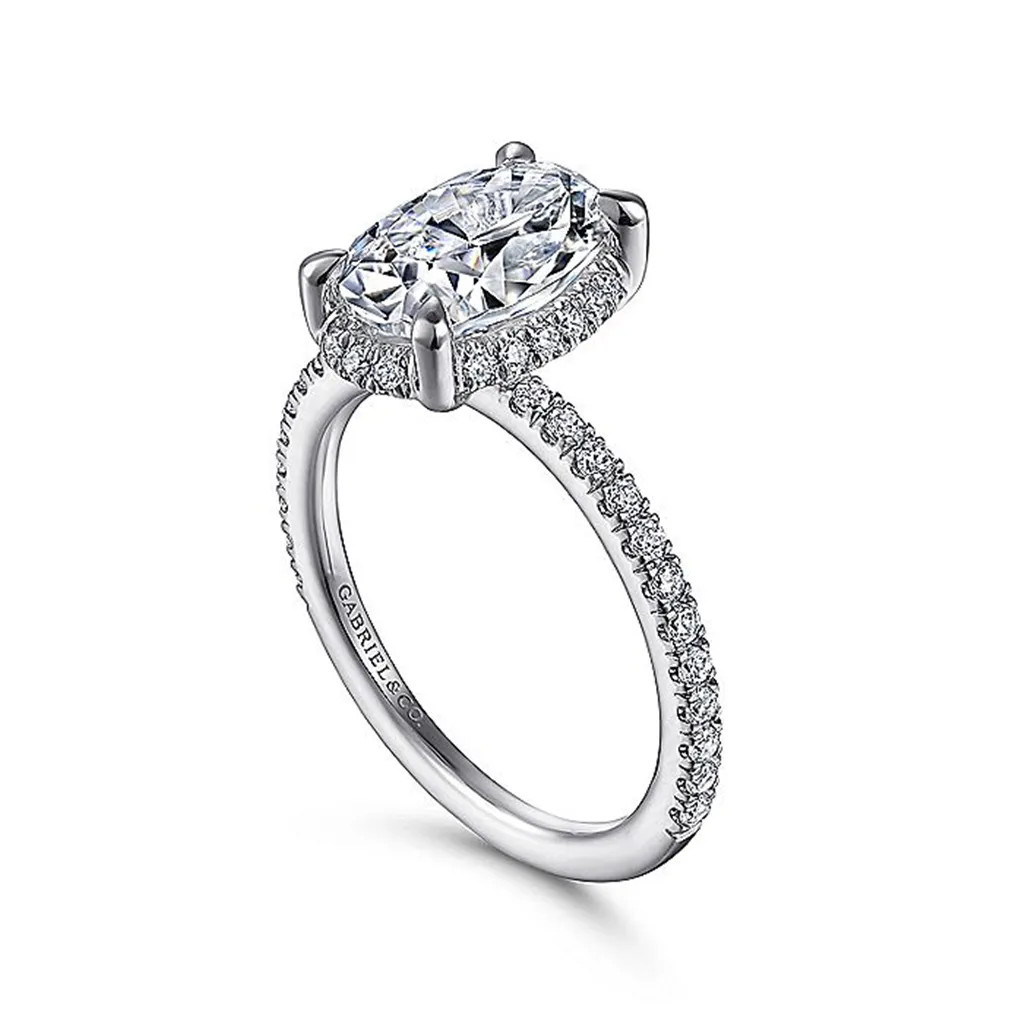 14K White Gold 'Hart' Hidden Halo Oval Diamond Engagement Ring