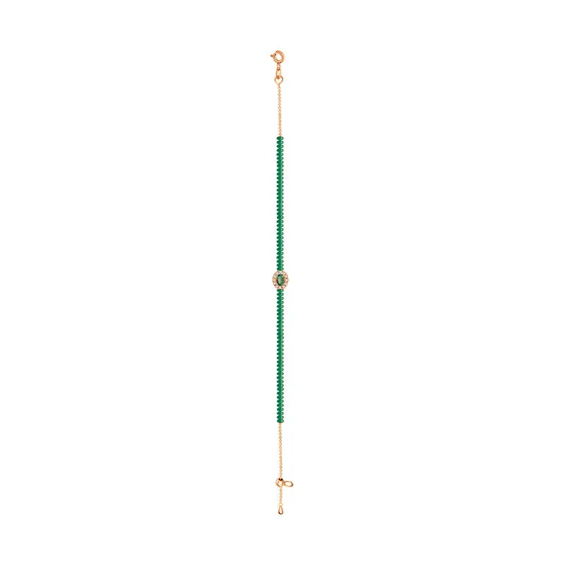 18k Gold Emerald Beaded Diamond Bracelet