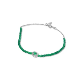 18k Gold Emerald Beaded Diamond Bracelet