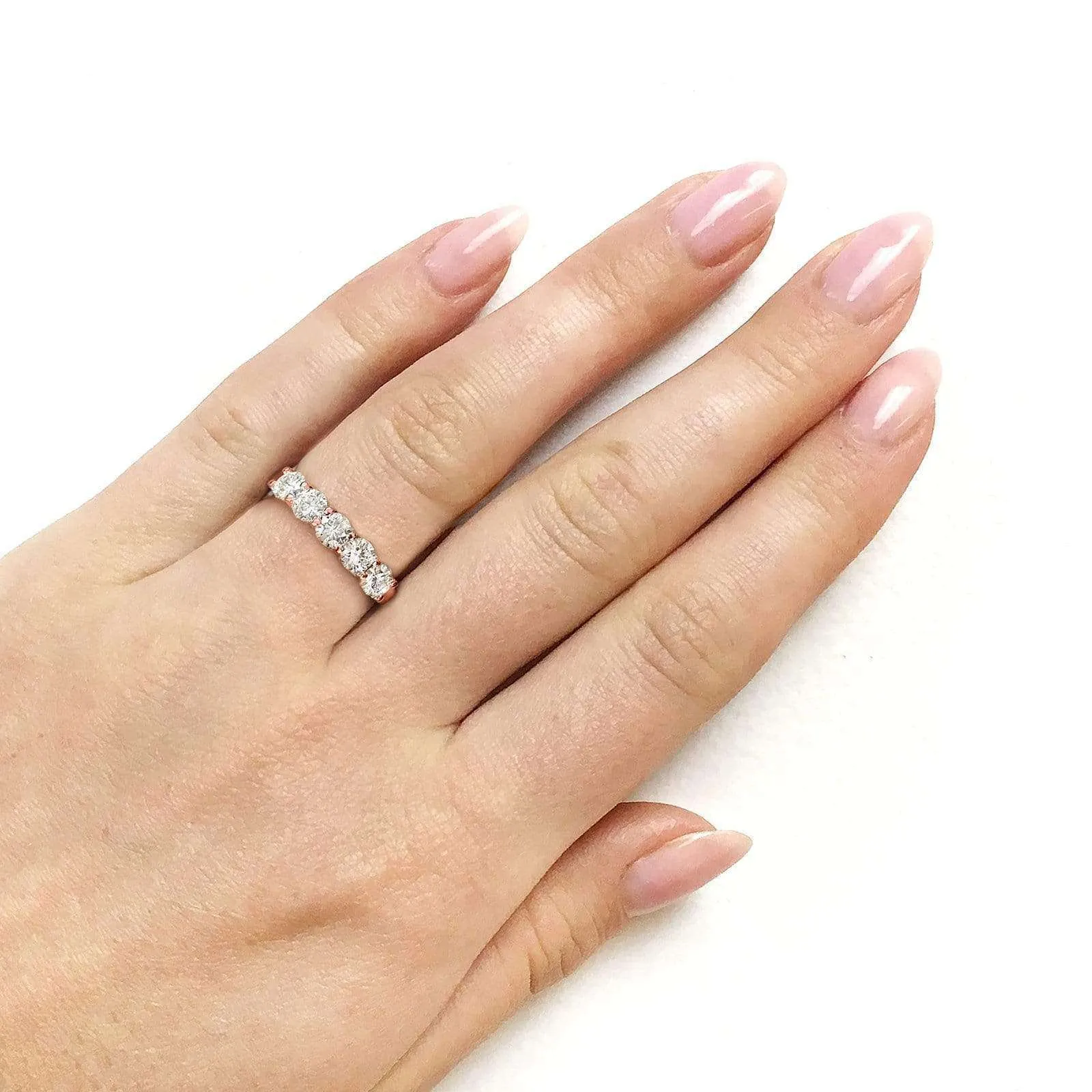 1ct Five Stone Natural Diamond Band - 14k Rose