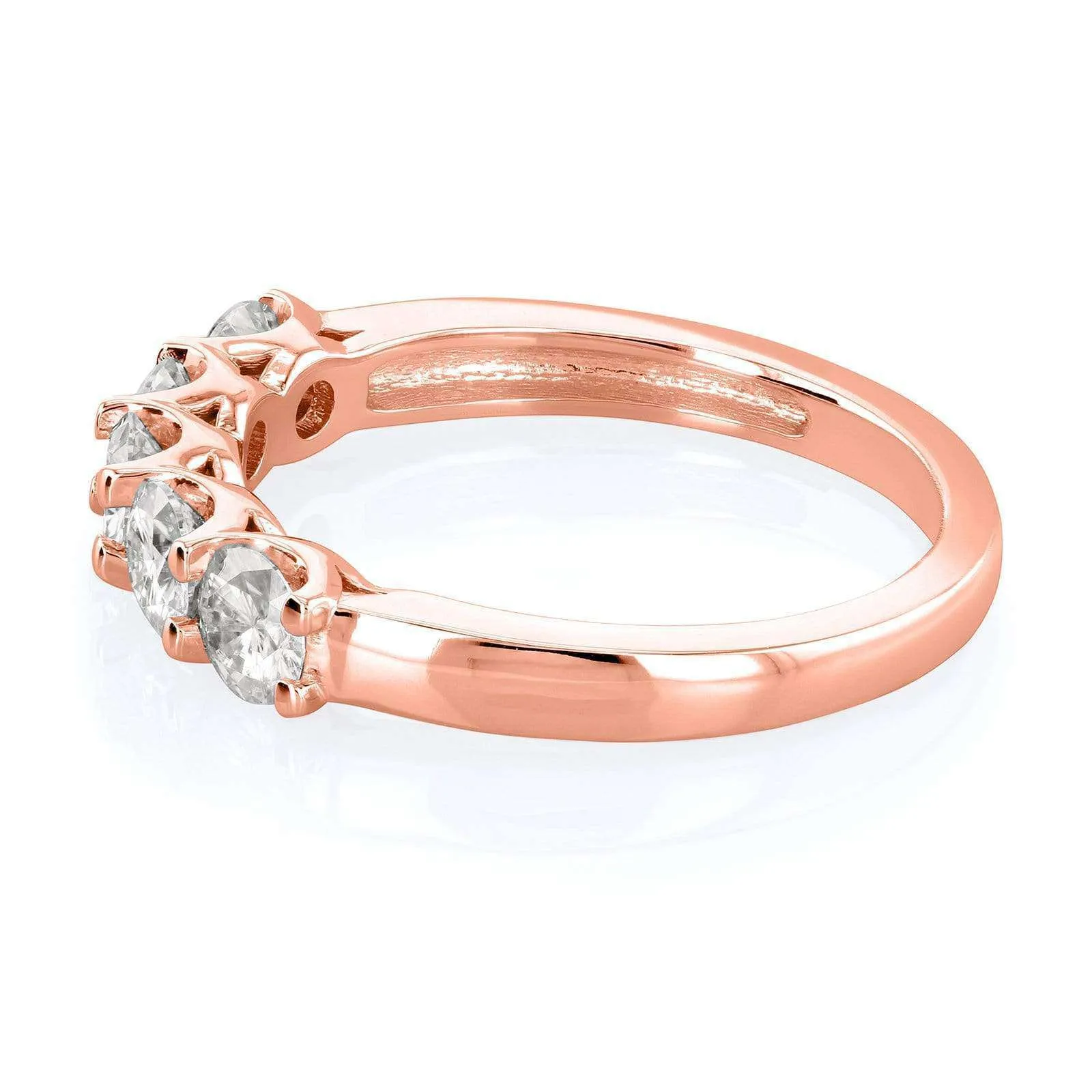 1ct Five Stone Natural Diamond Band - 14k Rose