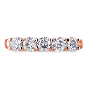 1ct Five Stone Natural Diamond Band - 14k Rose
