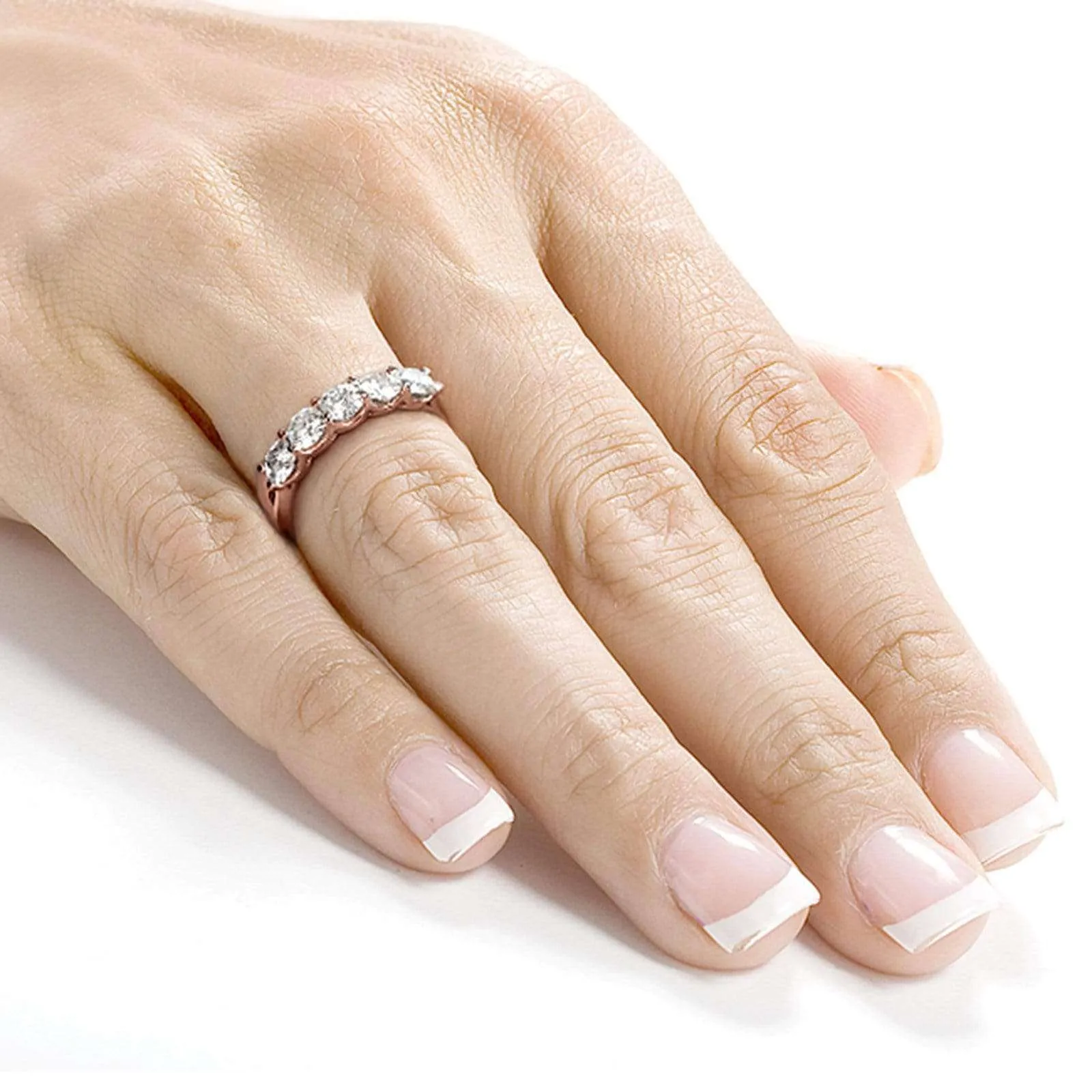 1ct Five Stone Natural Diamond Band - 14k Rose