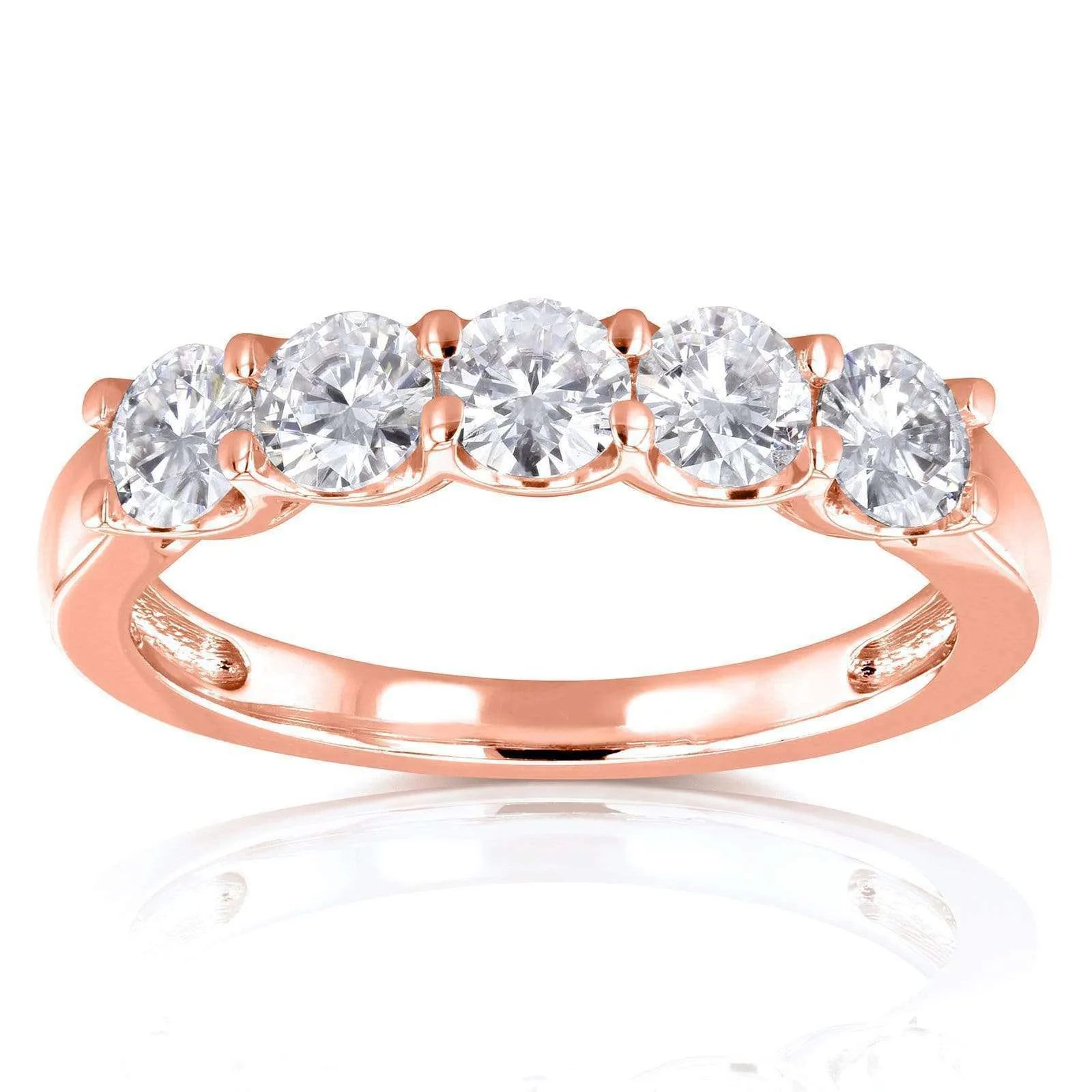 1ct Five Stone Natural Diamond Band - 14k Rose