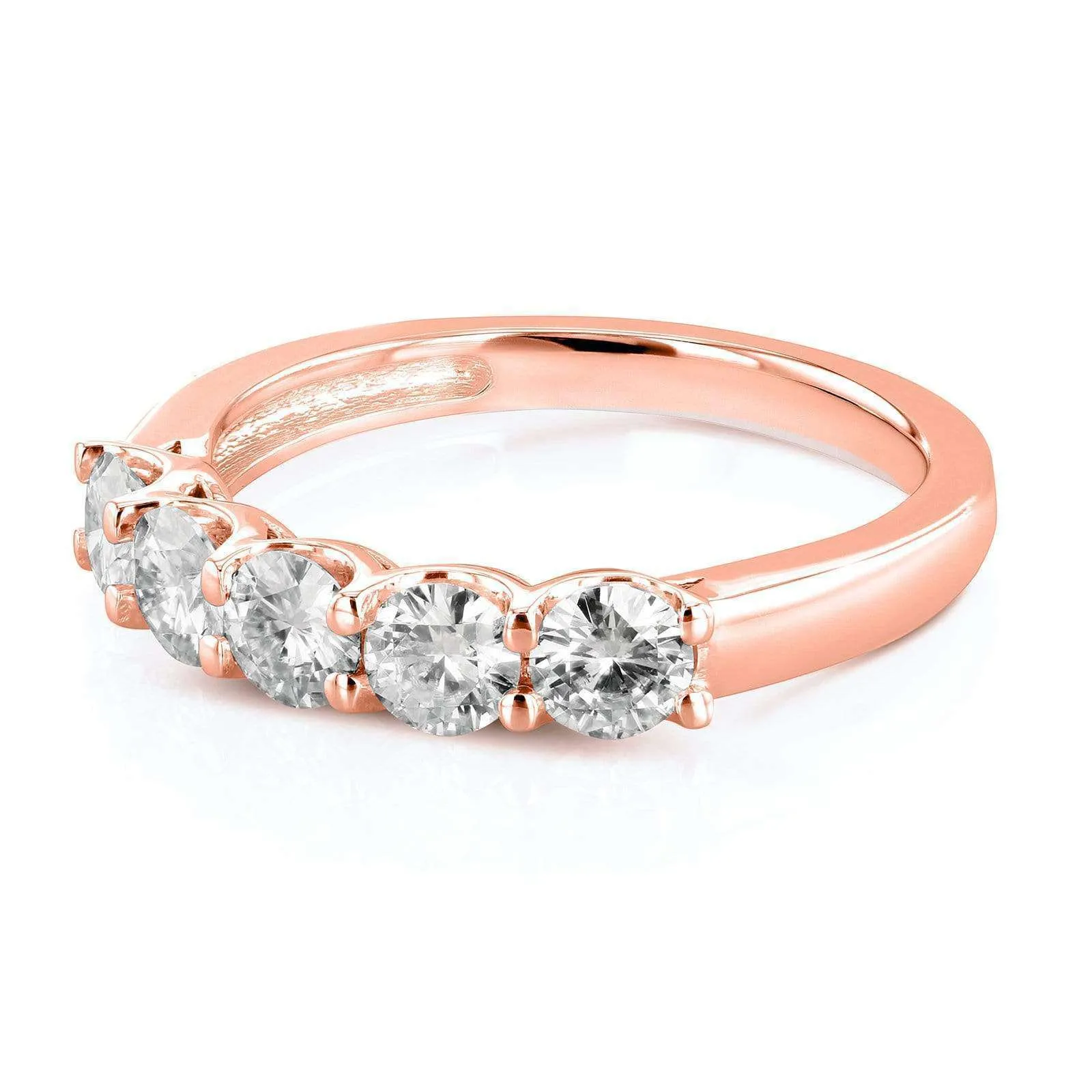 1ct Five Stone Natural Diamond Band - 14k Rose