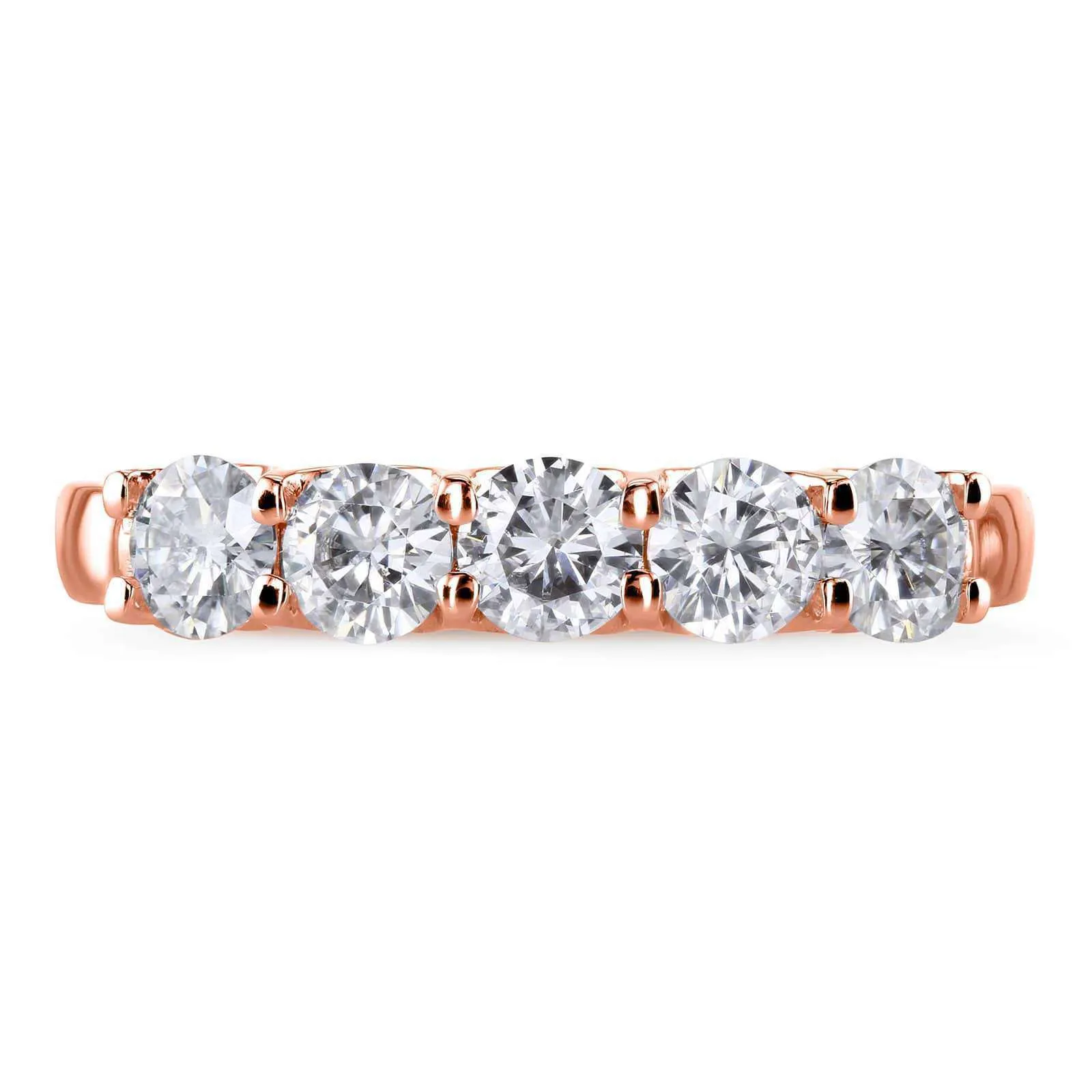 1ct Five Stone Natural Diamond Band - 14k Rose