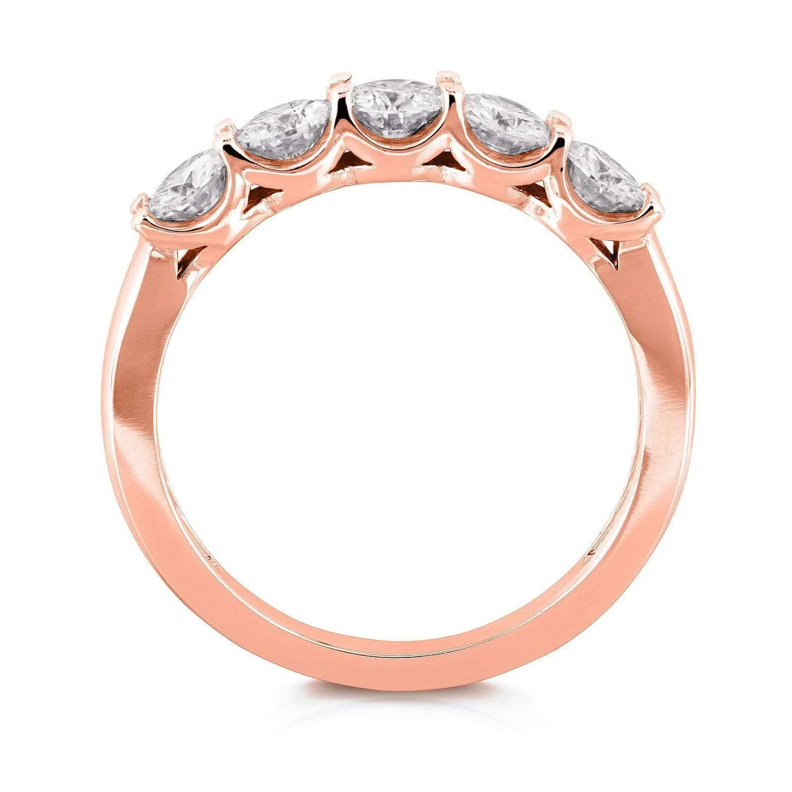 1ct Five Stone Natural Diamond Band - 14k Rose