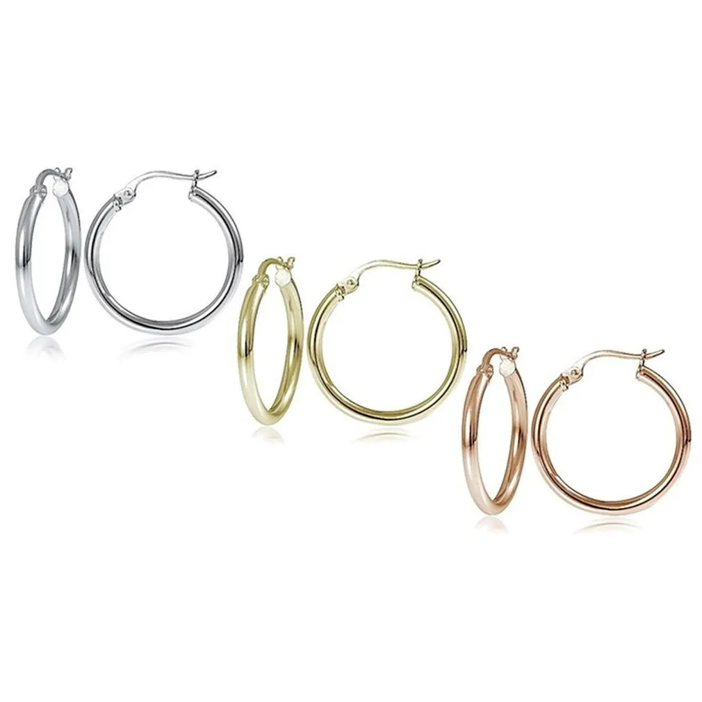 25mm Classic French Lock Hoops in Solid Sterling Silver