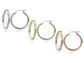 25mm Classic French Lock Hoops in Solid Sterling Silver
