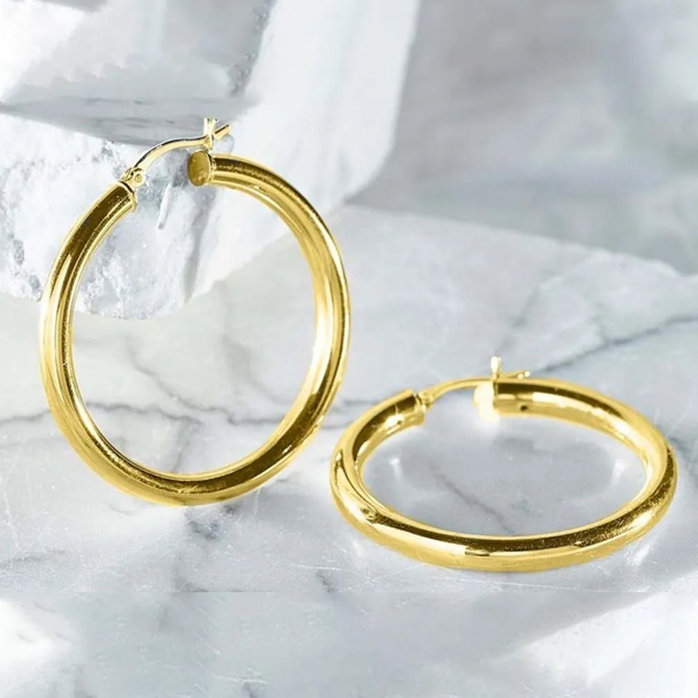 25mm Classic French Lock Hoops in Solid Sterling Silver