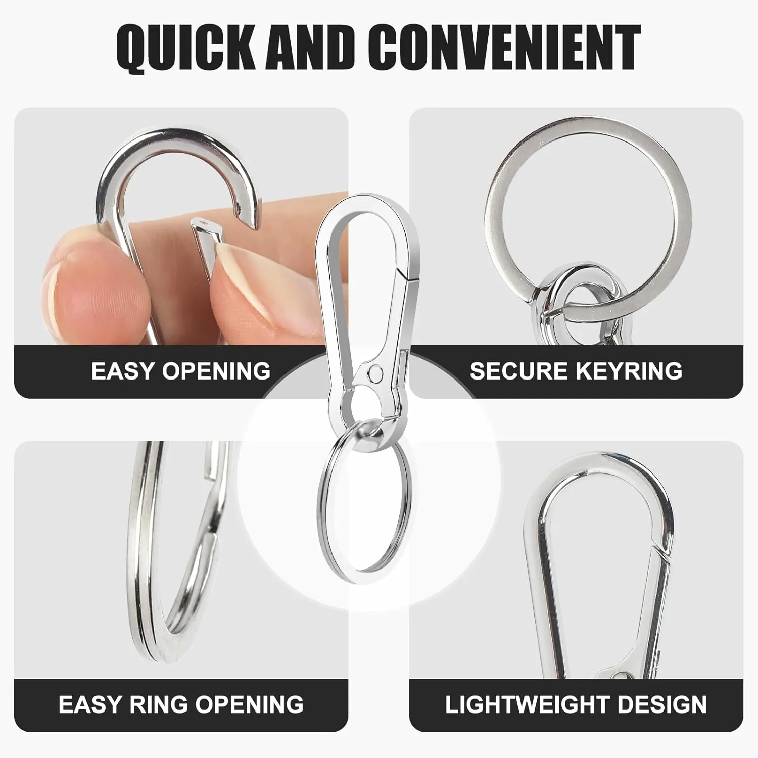 4 Pack Keychain for Car Keys, Metal Key Chain Carabiner for Keys, Key Chain Holder Clip Key Organizer Key Ring