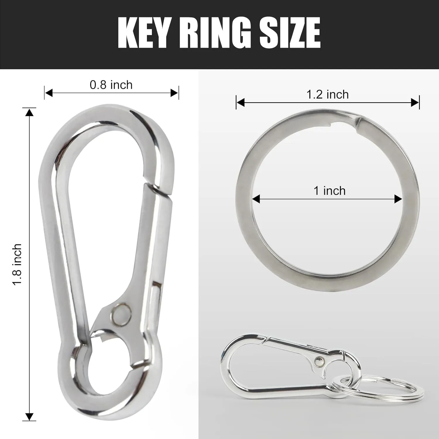 4 Pack Keychain for Car Keys, Metal Key Chain Carabiner for Keys, Key Chain Holder Clip Key Organizer Key Ring
