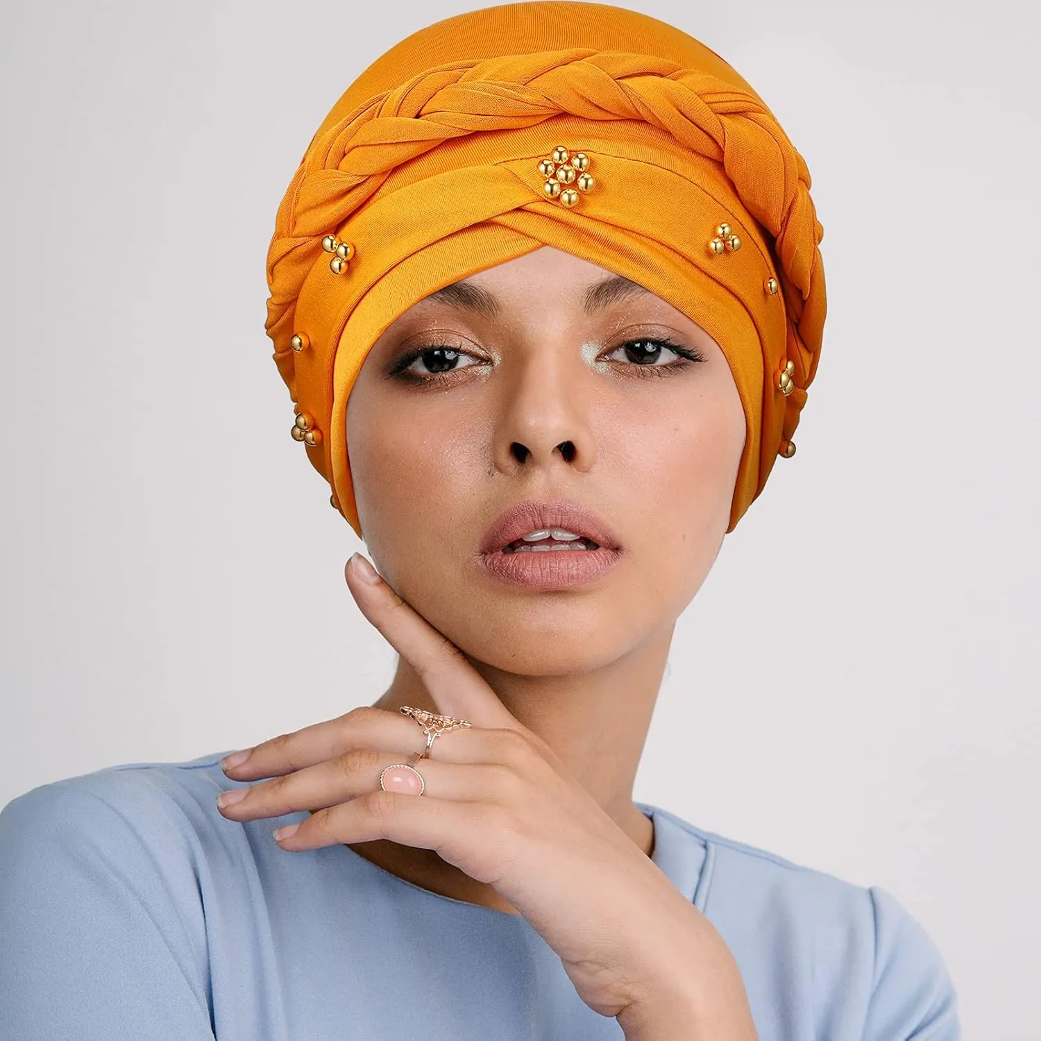 6 Pieces Turbans for Women Turban Head Wraps for African Black Women Headscarf Cap Beanie Wrap Braided