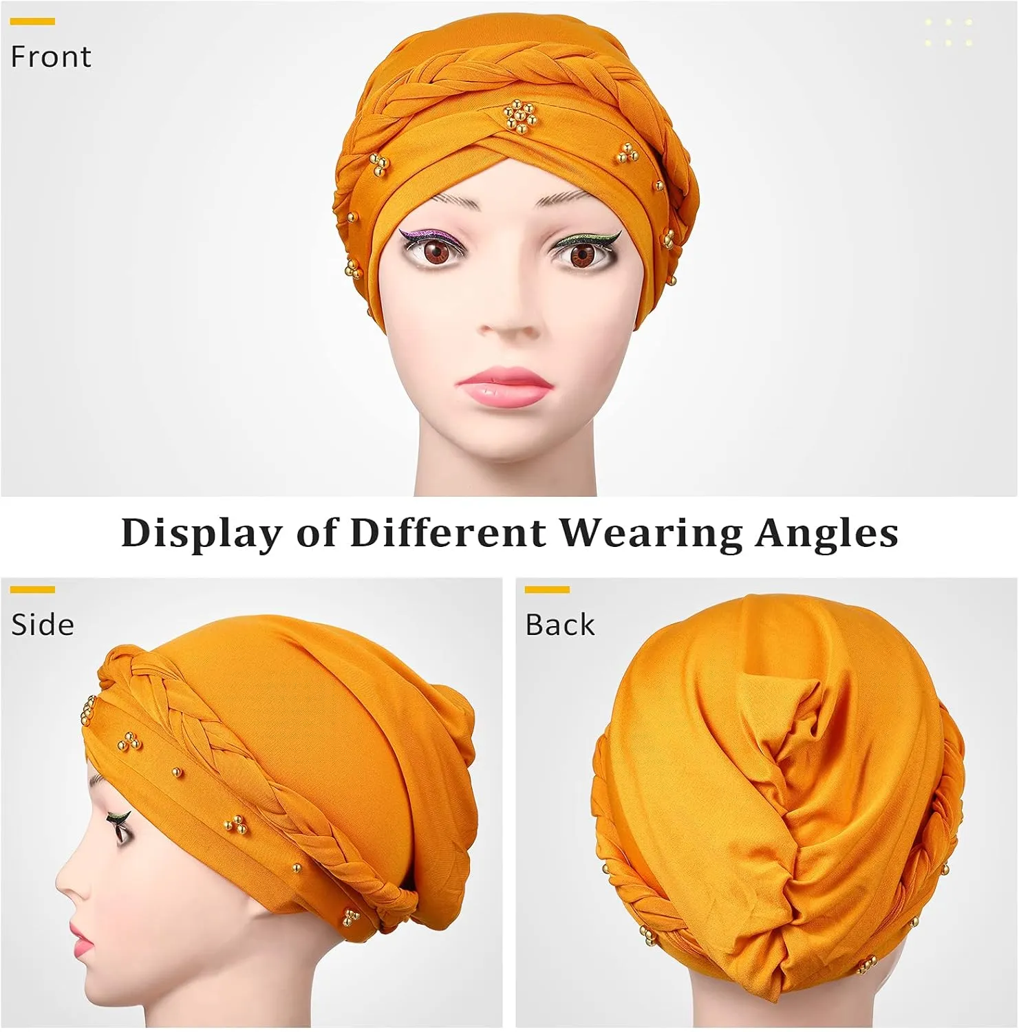 6 Pieces Turbans for Women Turban Head Wraps for African Black Women Headscarf Cap Beanie Wrap Braided