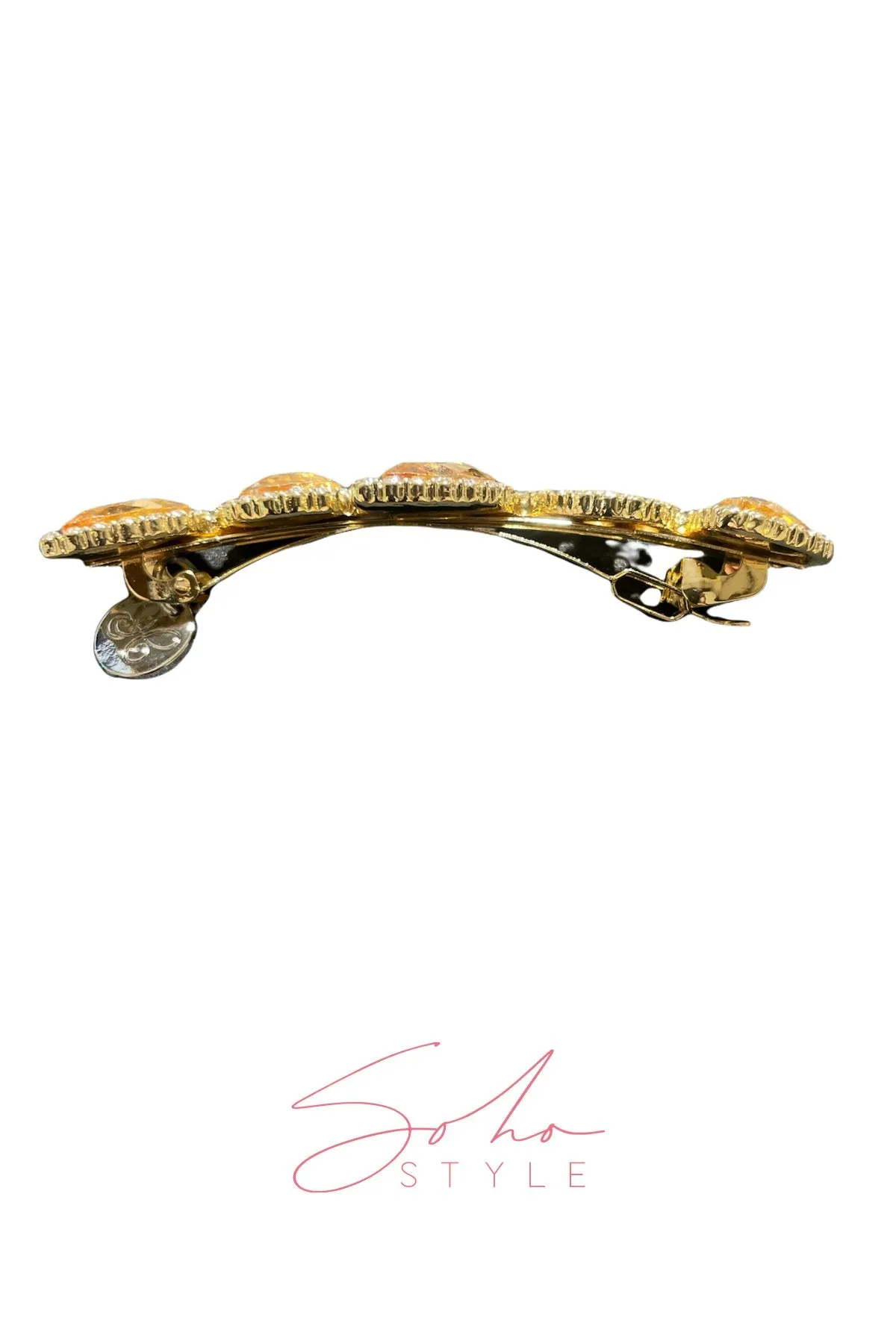 Almond Ruby Pearl Rhinestone Barrette