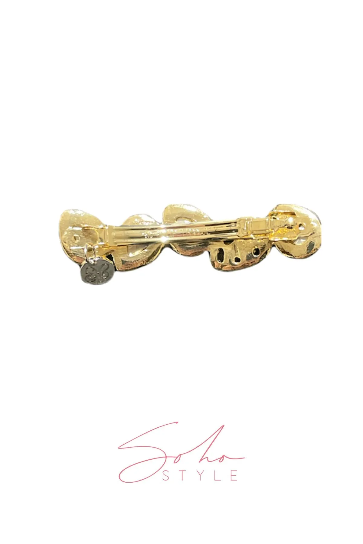 Almond Ruby Pearl Rhinestone Barrette