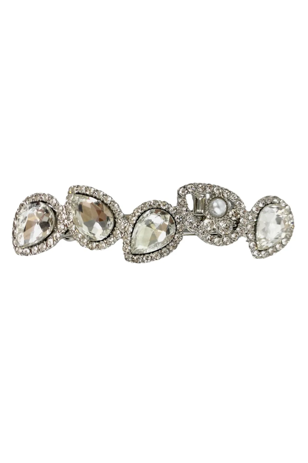 Almond Ruby Pearl Rhinestone Barrette