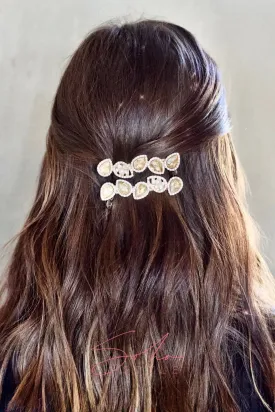 Almond Ruby Pearl Rhinestone Barrette