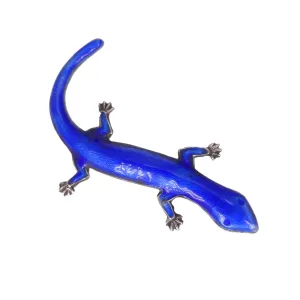 Antique Art Deco Silver Blue Enamel Lizard Brooch