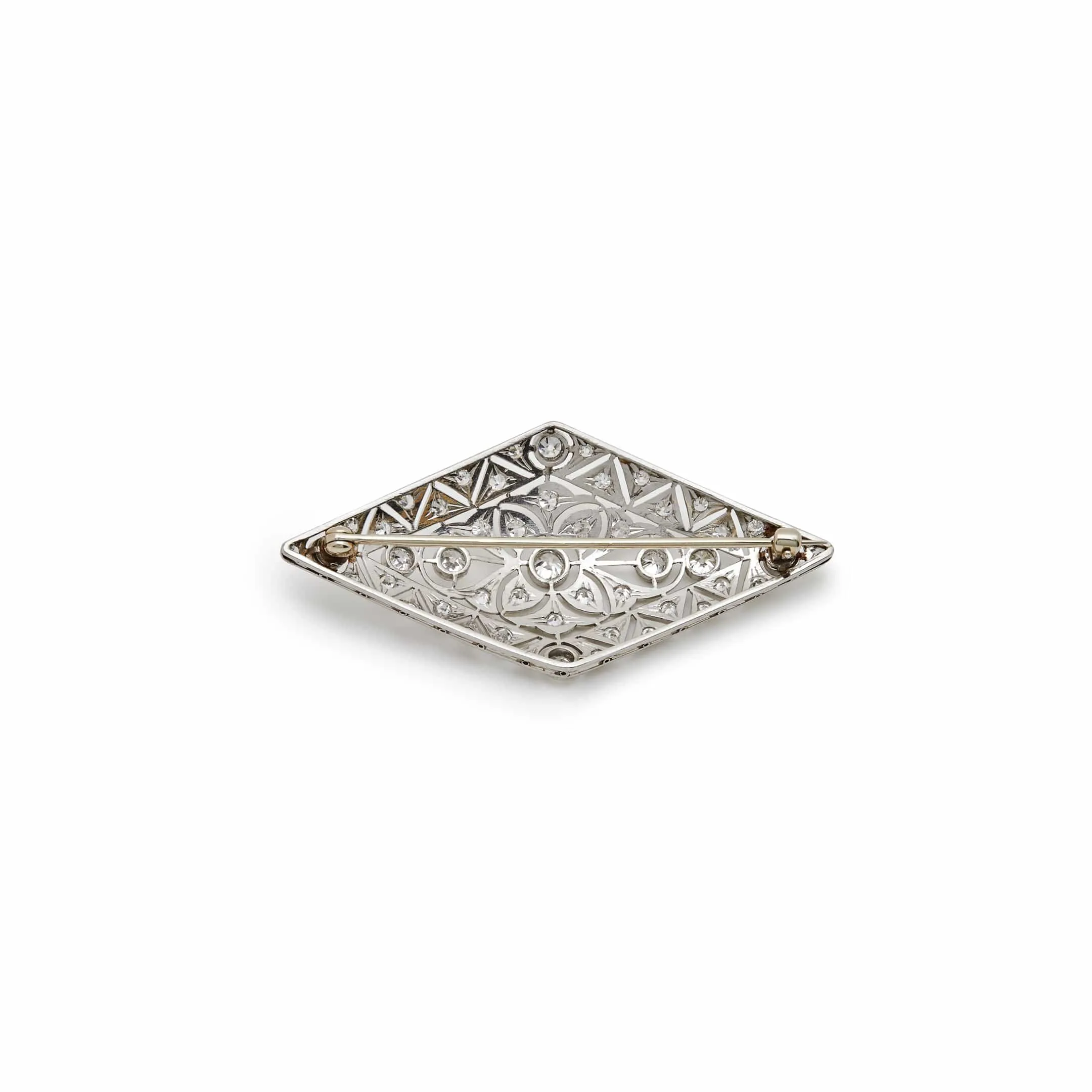 Antique Diamond and Platinum Patterned Brooch
