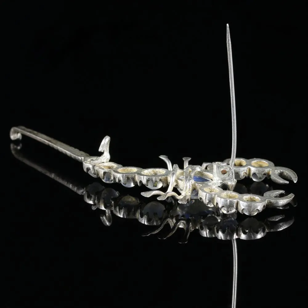 Antique Victorian Moonstone Scorpion Brooch Silver Circa 1880