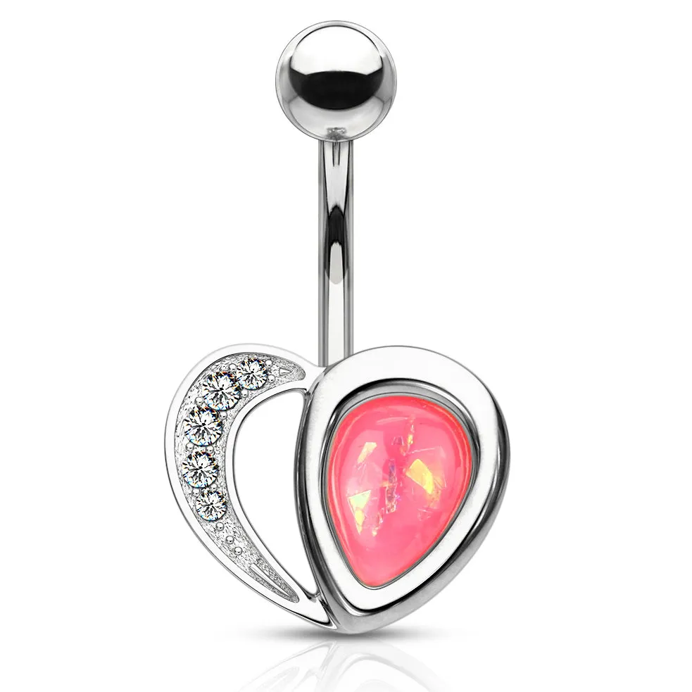 Aphrodite's Opal Heart Belly Bar