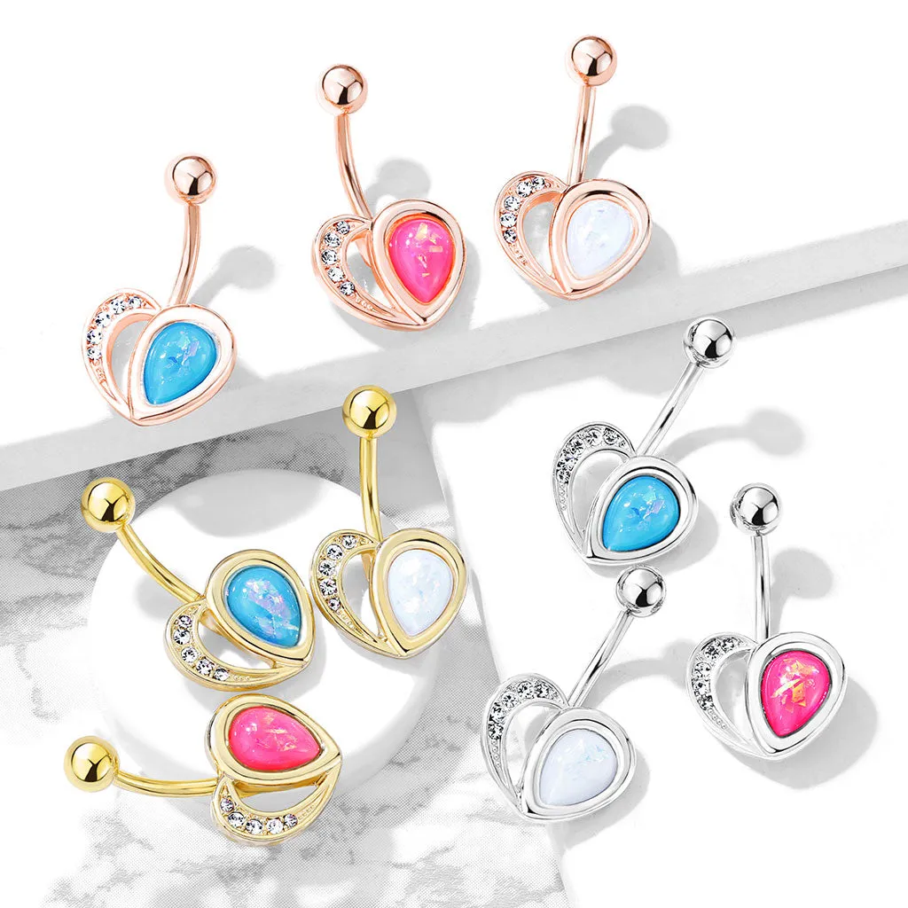 Aphrodite's Opal Heart Belly Bar