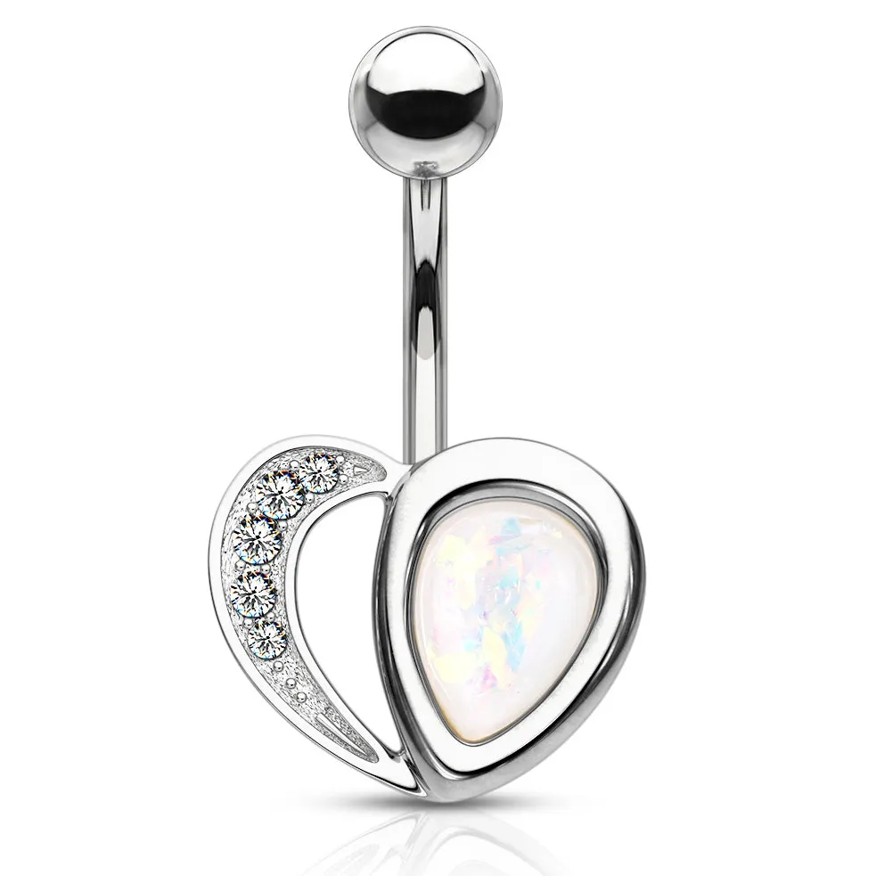 Aphrodite's Opal Heart Belly Bar