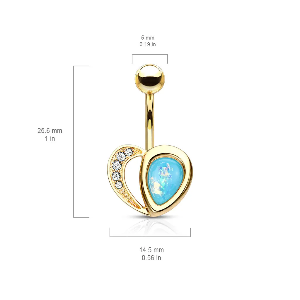 Aphrodite's Opal Heart Belly Bar