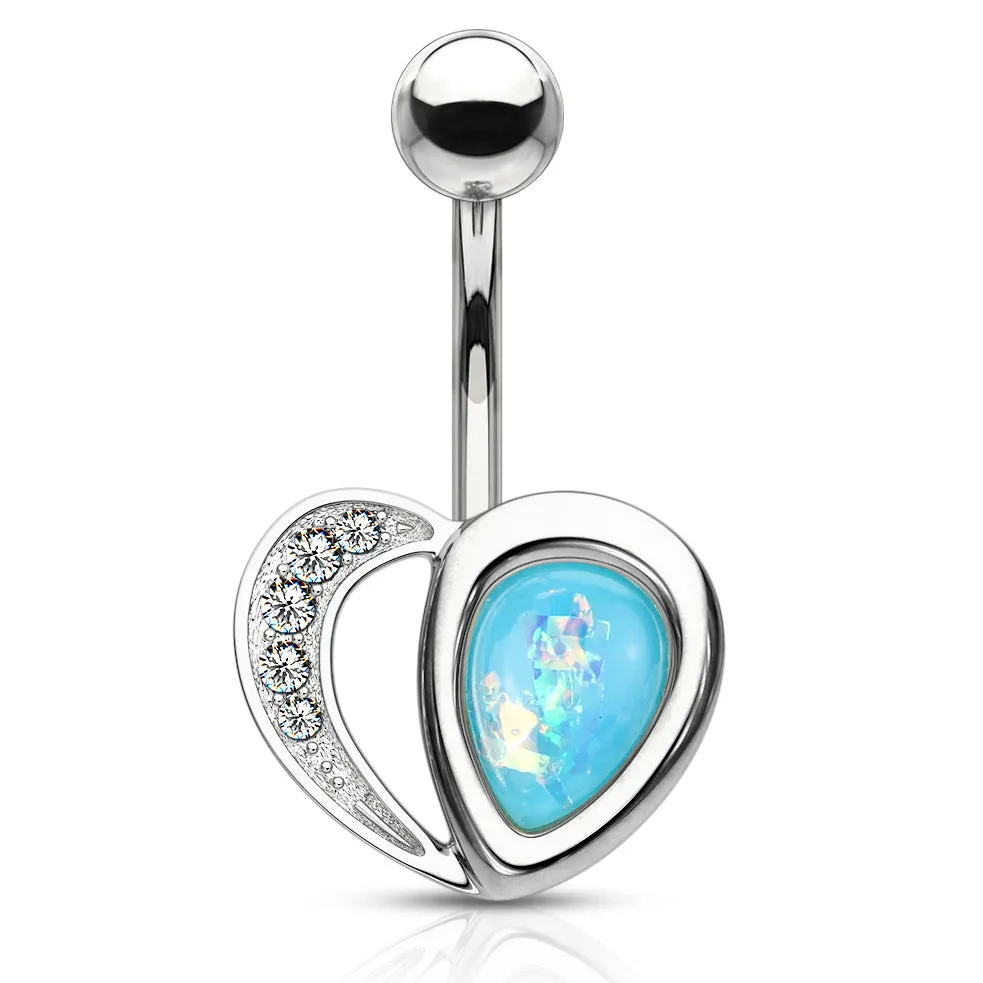 Aphrodite's Opal Heart Belly Bar
