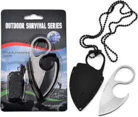 AZHU Neck Knife, Mini Full Tang Tactical Fixed Blade Knife, Small EDC Kinfe, Small Pocket Knife for Every Day Carry, Outdoor Camping, Hiking, Backpacking (Silver)