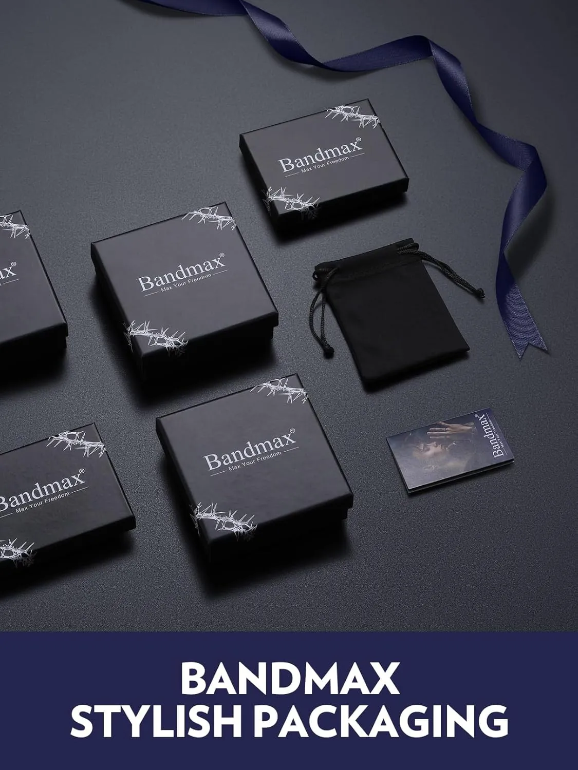 Bandmax Gemstone Signet Rings for Men, Stainless Steel Fancy Cut Cubic Zirconia Rings Blue Topaz/Emerald/Black Onyx/Ruby Ring Statement Ring Wedding Ring Size 7-14