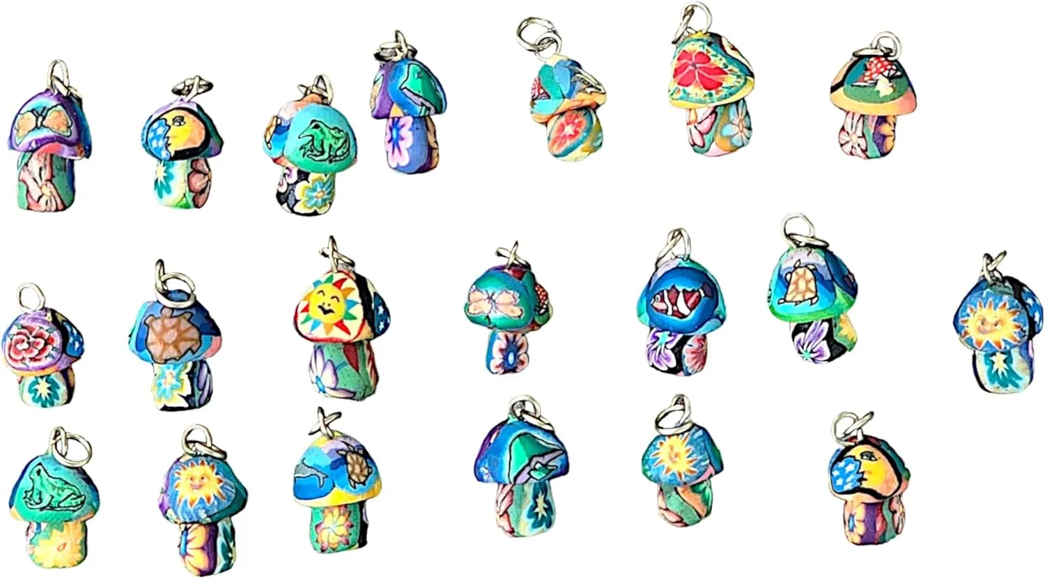 BlueRica Boho Fimo Mushroom Pendant on Vinyl Heishi Beaded Necklace