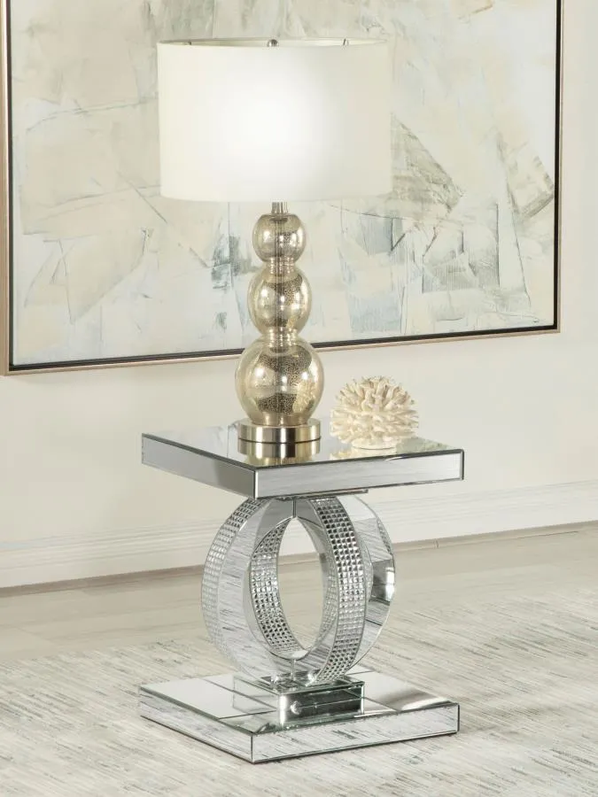 Breena - Rectangular Mirrored Acrylic End Table - Silver