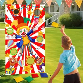 Carnival Toss Game Banner with 8 Bean Bags,Carnival Game Bean Bag Toss Games,Theme Party Decorations for Lawn Games Indoor Outdoor Activities Birthday Party