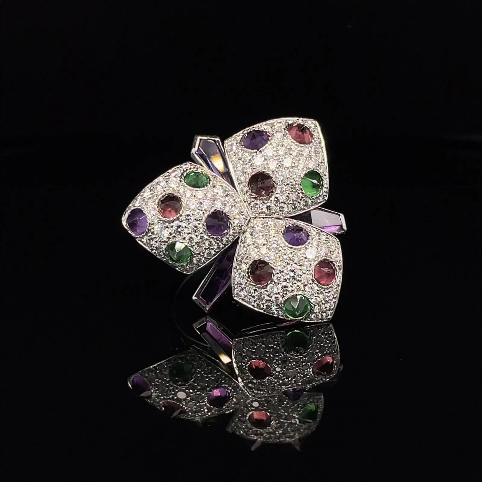 Cartier Diamond and Multi-Gem Caresse d'Orchidées Ring