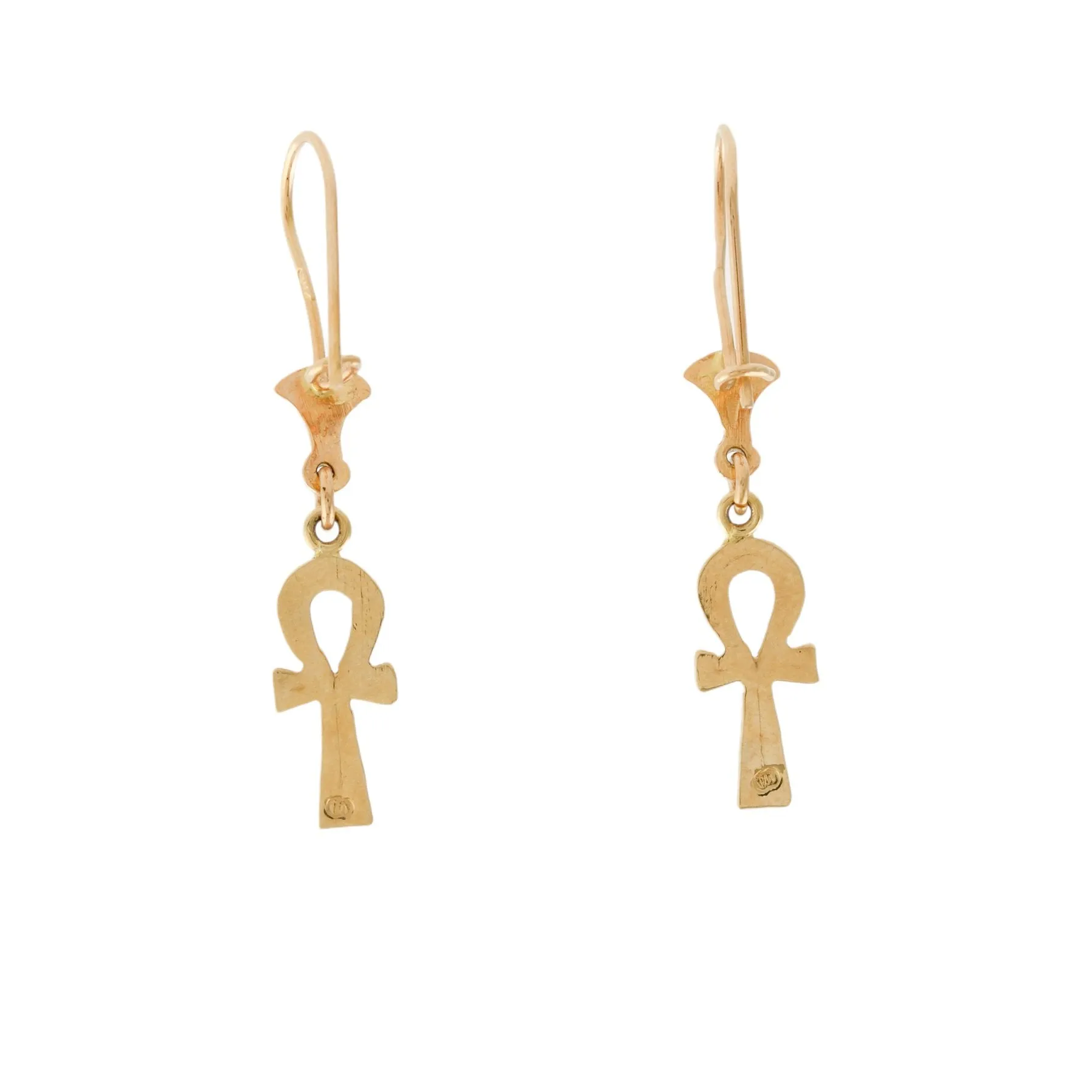 Classic 18k Gold Ankh Drop Earrings
