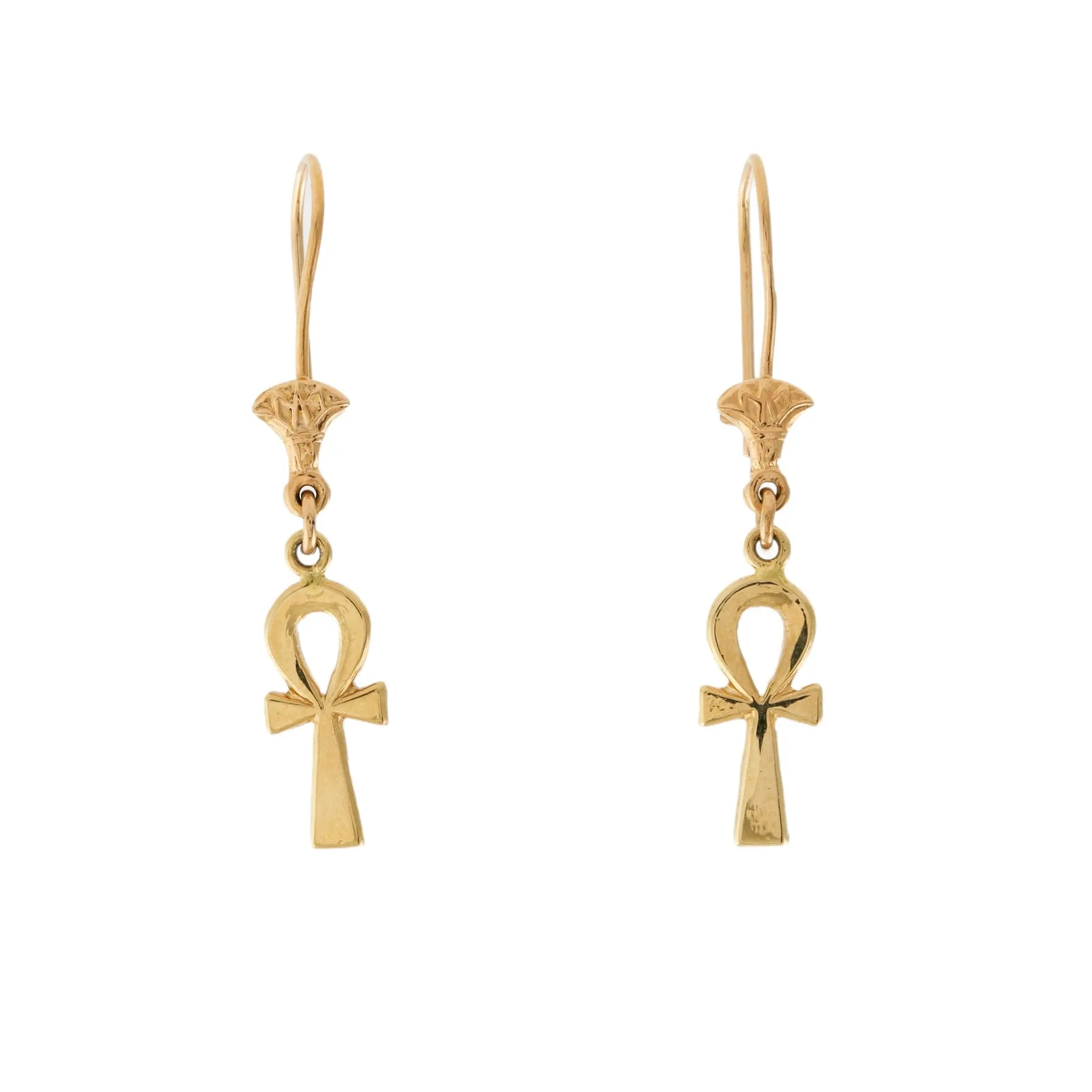 Classic 18k Gold Ankh Drop Earrings
