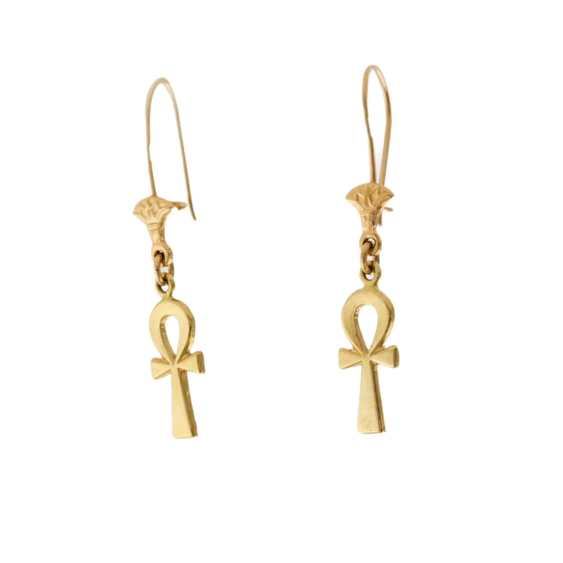 Classic 18k Gold Ankh Drop Earrings