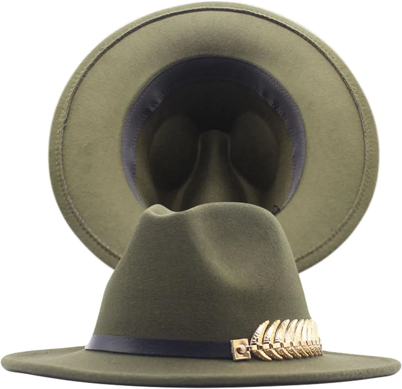 Classic Floppy Panama Hat with Metal Belt Buckle Men's Dress Hats Women's Fashion Lady Retro Wide Brim Fedora Hat