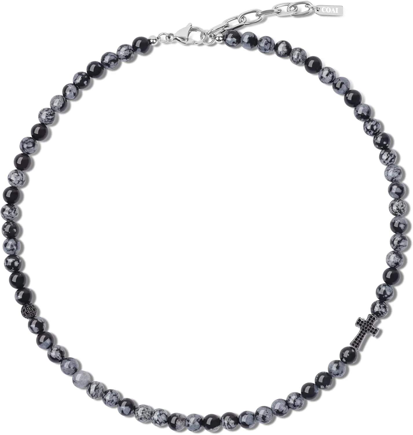 COAI Religious Jewelry Cross Necklace Stone Beaded Necklace for Men Women